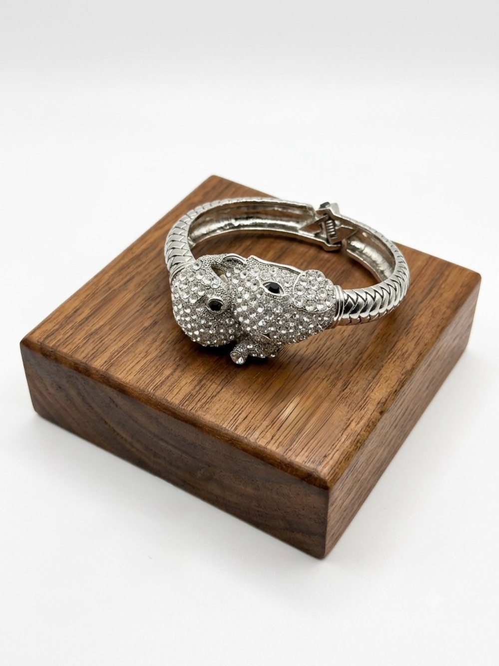 Vintage Majestic Rhinestone Elephant Bypass Cuff